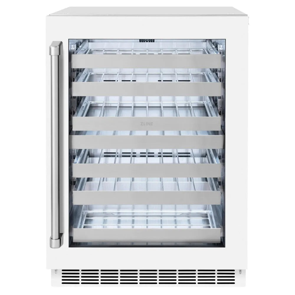 ZLINE 24 in. Touchstone Dual Zone 44 Bottle Wine Cooler With White Matte Glass Door (RWDO-WM-24) main image.