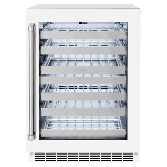 ZLINE 24 in. Touchstone Dual Zone 44 Bottle Wine Cooler With White Matte Glass Door (RWDO-WM-24) main image.