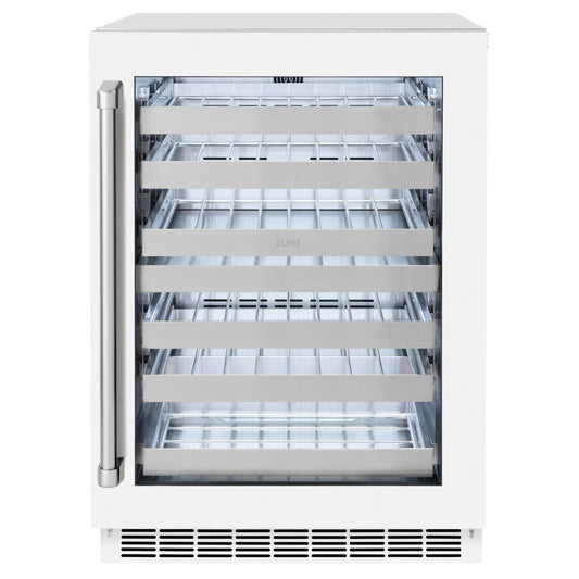 ZLINE 24 in. Touchstone Dual Zone 44 Bottle Wine Cooler With White Matte Glass Door (RWDO-WM-24)