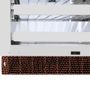 ZLINE 24 in. Touchstone Dual Zone 44 Bottle Wine Cooler with Hand Hammered Copper Glass Door (RWDO-HH-24) base.
