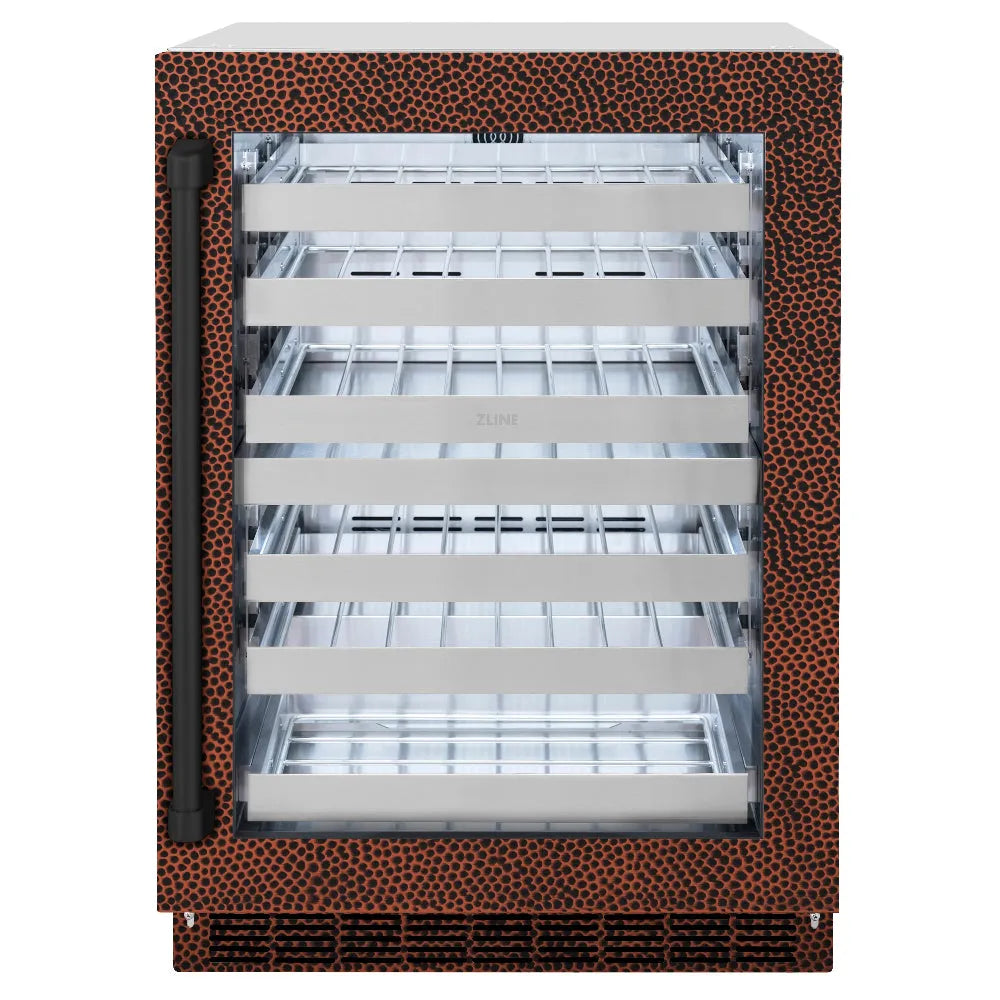 ZLINE 24 in. Touchstone Dual Zone 44 Bottle Wine Cooler with Hand Hammered Copper Glass Door (RWDO-HH-24)