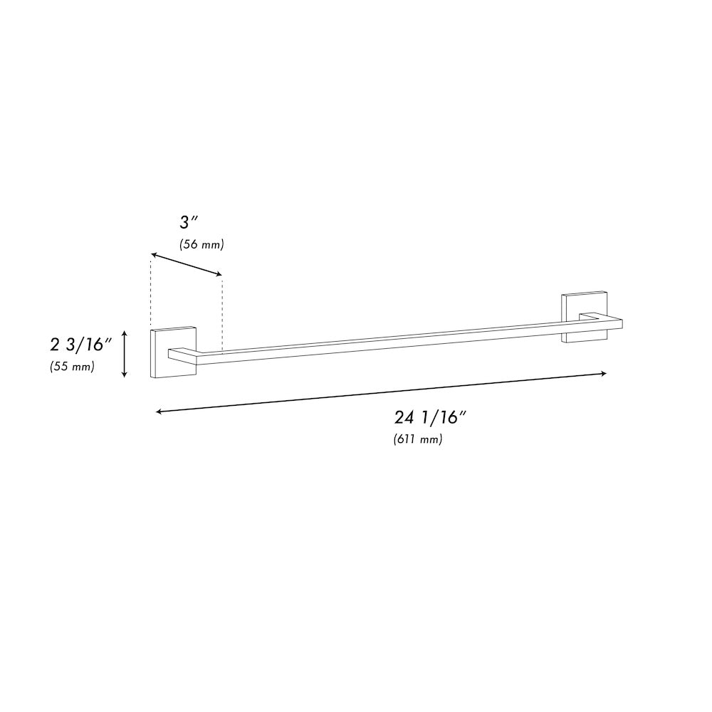 ZLINE Palisades 24 in. Towel Rail in Brushed Nickel (RBCN1-TR-BN) dimensional diagram.