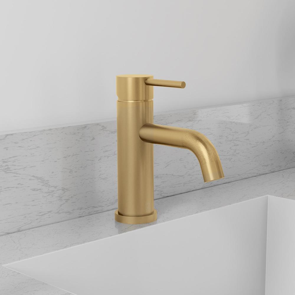 ZLINE Palisades Elegant Single Handle Bath Faucet in Champagne Bronze (RBCN1-BF-CB) close-up, in a luxury bathroom.