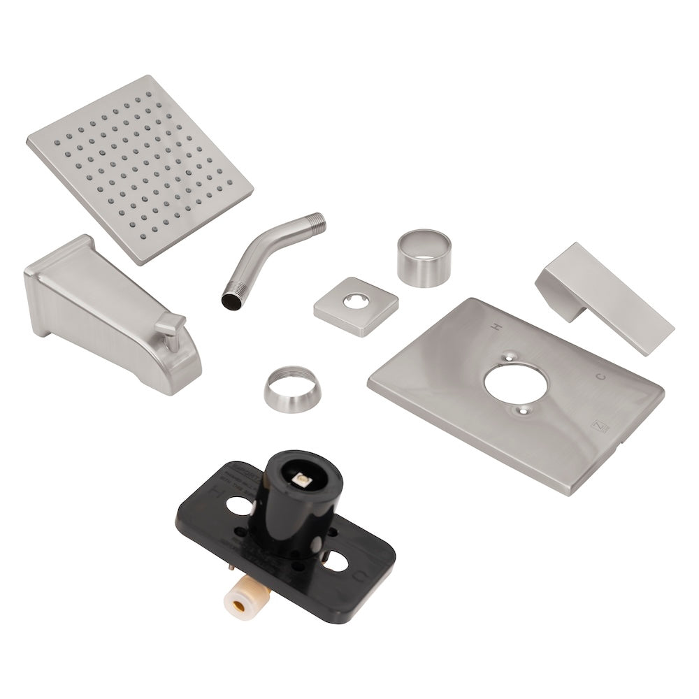 ZLINE Palisades Modern Shower System in Brushed Nickel (RBCN2-SHS-BN) components.