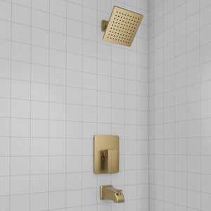 ZLINE Palisades Modern Shower System in Champagne Bronze (RBCN2-SHS-CB) in a luxury bathroom.
