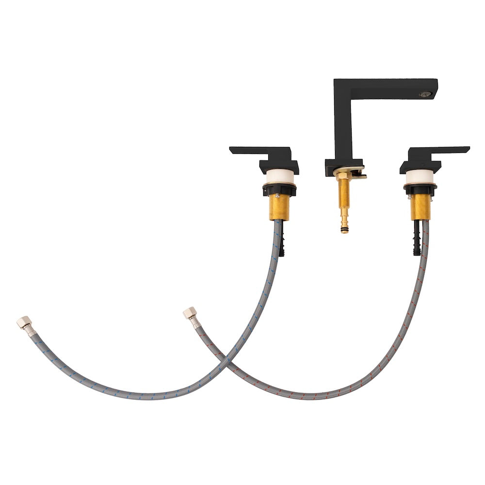 ZLINE Palisades Modern Widespread Bath Faucet in Matte Black (RBCN3-BF-MB) components.