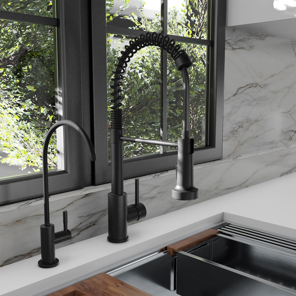 ZLINE Palisades Single Handle Drink Faucet in Champagne Bronze (RBCN1-FBV-CB) in a luxury kitchen.