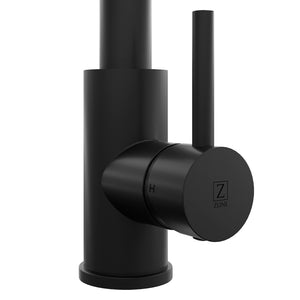 ZLINE Palisades Pull Down Single Handle Kitchen Faucet in Matte Black (RBCN1-KF-MB) handle detail.