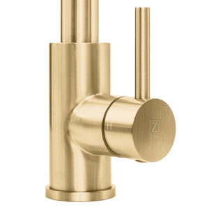ZLINE Palisades Pull Down Spring Spray Wand Kitchen Faucet in Champagne Bronze (RBCN2-KF-CB) handle detail.