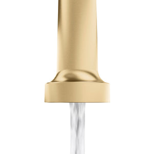 ZLINE Palisades Pull Down Spring Spray Wand Kitchen Faucet in Champagne Bronze (RBCN2-KF-CB) spout on, stream mode.