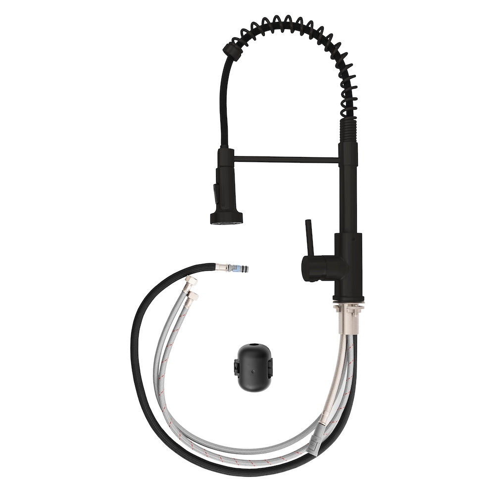 ZLINE Palisades Pull Down Spring Spray Wand Kitchen Faucet in Matte Black (RBCN2-KF-MB) components.