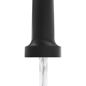 ZLINE Palisades Pull Down Spring Spray Wand Kitchen Faucet in Matte Black (RBCN2-KF-MB) spout on, stream mode.