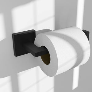 ZLINE Palisades Toilet Paper Holder in Matte Black (RBCN1-TP-MB) in a luxury bathroom, with paper roll.