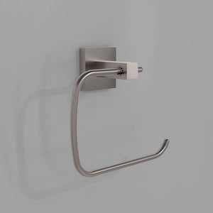 ZLINE Palisades Towel Ring in Brushed Nickel (RBCN1-TRNG-BN) in a luxury bathroom, no towel.