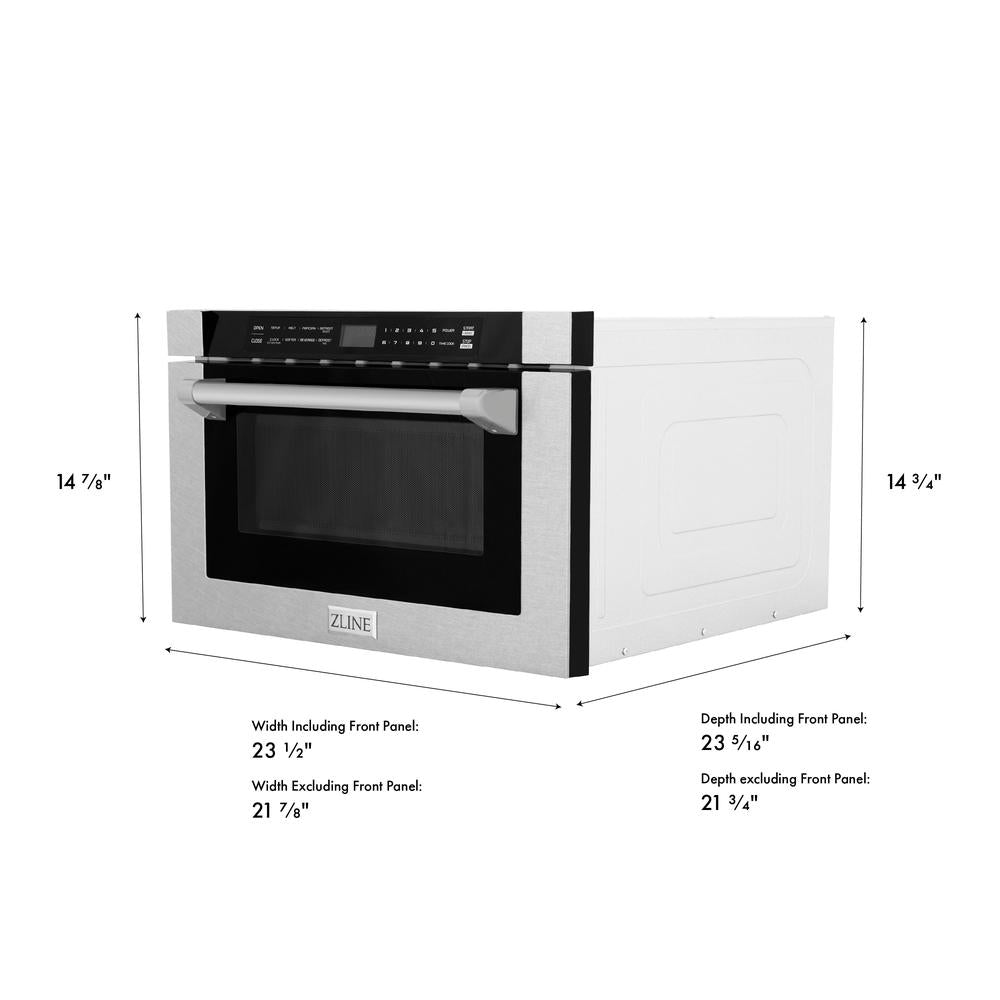 ZLINE 24 in. 1.2 cu. ft. Built-in Microwave Drawer with a Traditional Handle in Satin Stainless Steel (MWD-1-SS-H) dimensional diagram