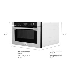 ZLINE 24 in. 1.2 cu. ft. Built-in Microwave Drawer with a Traditional Handle in Satin Stainless Steel (MWD-1-SS-H) dimensional diagram