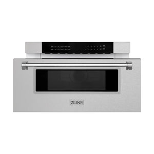ZLINE 30 in 1.2 cu. ft. Built-in Microwave Drawer in Satin Stainless Steel (MWD-30-SS) front, open.