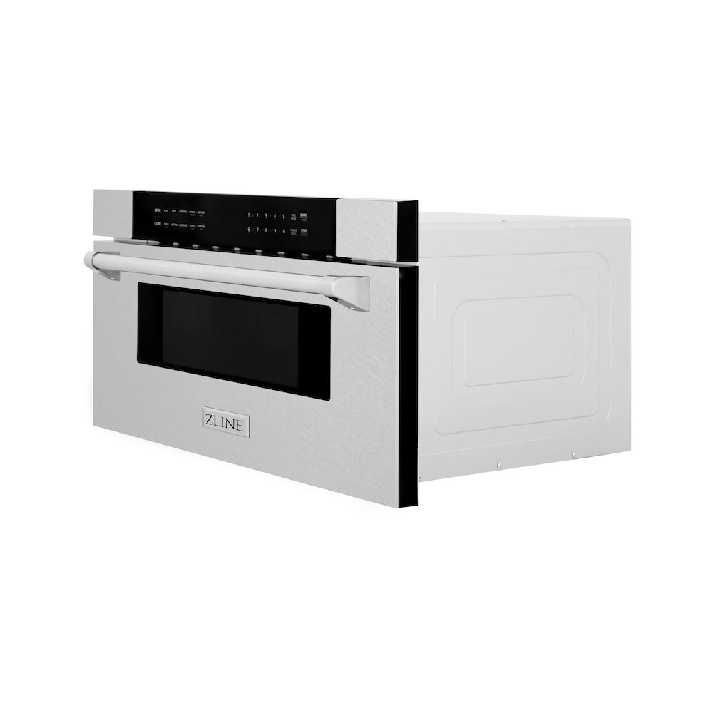 ZLINE 30 in 1.2 cu. ft. Built-in Microwave Drawer in Satin Stainless Steel (MWD-30-SS) side.