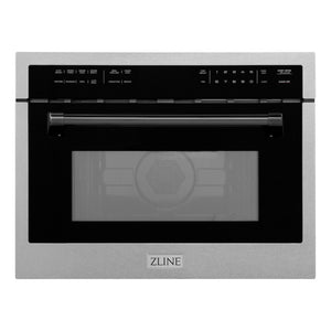 ZLINE Autograph Edition 24 in. 1.6 cu ft. Built-in Convection Microwave Oven in Satin Stainless Steel with Matte Black Accents (MWOZ-24-SS-MB) front.
