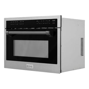 ZLINE Autograph Edition 24 in. 1.6 cu ft. Built-in Convection Microwave Oven in Satin Stainless Steel with Matte Black Accents (MWOZ-24-SS-MB) side.