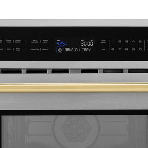 ZLINE Autograph Edition 30 in. 1.6 cu ft. Built-in Convection Microwave Oven in Satin Stainless Steel and Polished Gold Accents (MWOZ-30-SS-G)