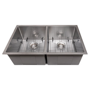 ZLINE 33 in. Anton Undermount Double Bowl Satin Stainless Steel Kitchen Sink with Bottom Grid (SR50D-33S)