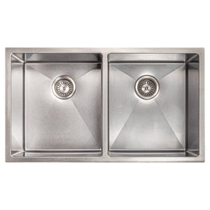 ZLINE 33 in. Anton Undermount Double Bowl Satin Stainless Steel Kitchen Sink with Bottom Grid (SR50D-33S)