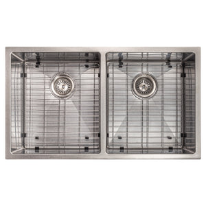 ZLINE 33 in. Anton Undermount Double Bowl Satin Stainless Steel Kitchen Sink with Bottom Grid (SR50D-33S)
