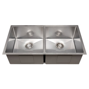 ZLINE 36 in. Anton Undermount Double Bowl Satin Stainless Steel Kitchen Sink with Bottom Grid (SR50D-36S)