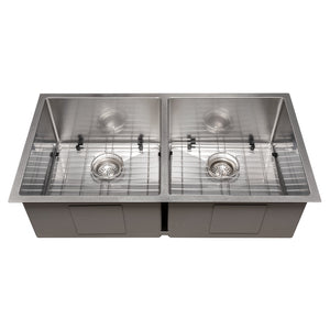 ZLINE 36 in. Anton Undermount Double Bowl Satin Stainless Steel Kitchen Sink with Bottom Grid (SR50D-36S)