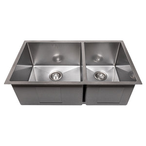ZLINE 33 in. Chamonix Undermount Double Bowl Satin Stainless Steel Kitchen Sink with Bottom Grid (SR60D-33S)