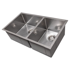 ZLINE 33 in. Chamonix Undermount Double Bowl Satin Stainless Steel Kitchen Sink with Bottom Grid (SR60D-33S)