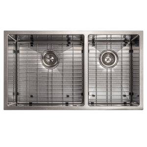 ZLINE 33 in. Chamonix Undermount Double Bowl Satin Stainless Steel Kitchen Sink with Bottom Grid (SR60D-33S)