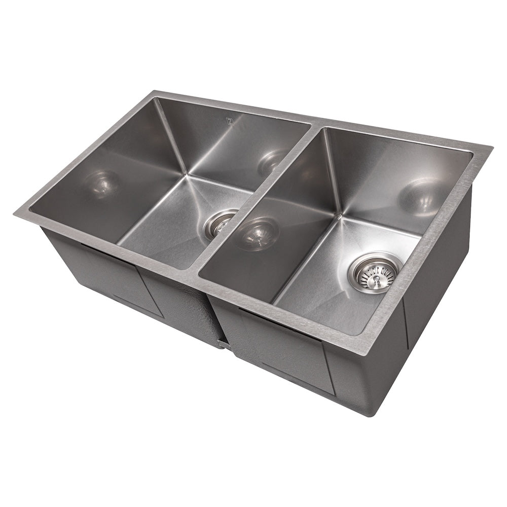 ZLINE 36 in. Chamonix Undermount Double Bowl Satin Stainless Steel Kitchen Sink with Bottom Grid (SR60D-36S)