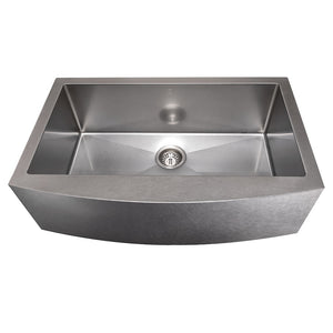 ZLINE 33 in. Vail Farmhouse Apron Mount Single Bowl Satin Stainless Steel Kitchen Sink with Bottom Grid (SAS-33S)