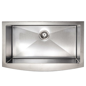 ZLINE 33 in. Vail Farmhouse Apron Mount Single Bowl Satin Stainless Steel Kitchen Sink with Bottom Grid (SAS-33S)