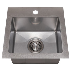 ZLINE 15 in. Donner Topmount Single Bowl Satin Stainless Steel Bar Kitchen Sink (STS-15S)