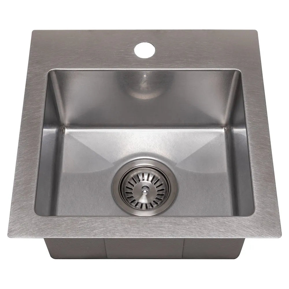 ZLINE 15 in. Donner Topmount Single Bowl Satin Stainless Steel Bar Kitchen Sink (STS-15S) front.