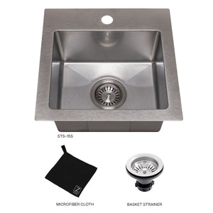 ZLINE 15 in. Donner Topmount Single Bowl Satin Stainless Steel Bar Kitchen Sink (STS-15S)