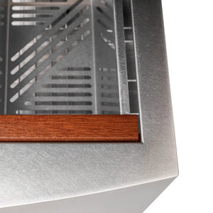 ZLINE 33 in. Moritz Farmhouse Apron Mount Single Bowl Satin Stainless Steel Kitchen Sink with Bottom Grid and Accessories (SLSAP-33S) finish detail.