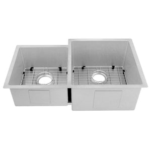 ZLINE 32 in. Jackson Undermount Double Bowl Satin Stainless Steel Kitchen Sink with Bottom Grid (SRDL-32S)