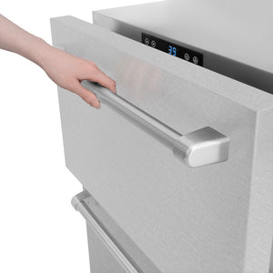 ZLINE 24 in. Touchstone 168 Can Outdoor-Rated Dual Refrigerator Drawer with Satin Stainless Steel Doors (RDSO-SN-24)