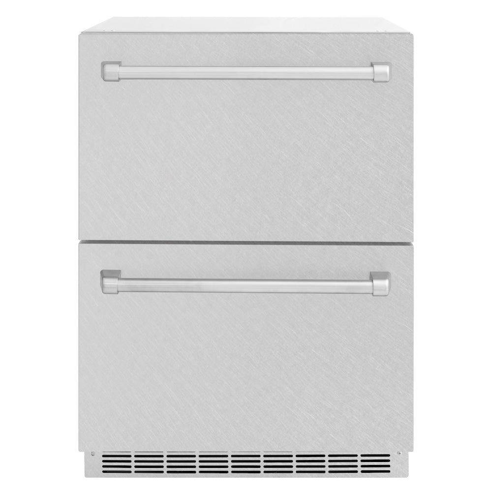 ZLINE 24 in. Touchstone 168 Can Outdoor-Rated Dual Refrigerator Drawer with Satin Stainless Steel Doors (RDSO-SN-24) main image.