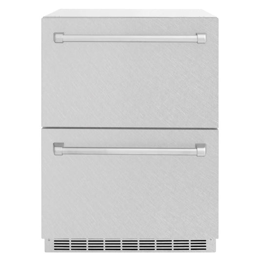 ZLINE 24 in. Touchstone 168 Can Outdoor-Rated Dual Refrigerator Drawer with Satin Stainless Steel Doors (RDSO-SN-24) main image.