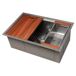 ZLINE 27 in. Garmisch Undermount Single Bowl Satin Stainless Steel Kitchen Sink with Bottom Grid and Accessories (SLS-27S) main image.