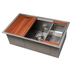 ZLINE 30 in. Garmisch Undermount Single Bowl Satin Stainless Steel Kitchen Sink with Bottom Grid and Accessories (SLS-30S) main image.