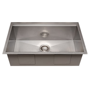 ZLINE 33 in. Garmisch Undermount Single Bowl Satin Stainless Steel Kitchen Sink with Bottom Grid and Accessories (SLS-33S)