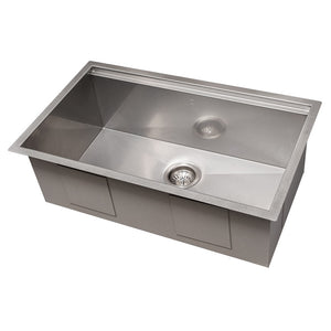 ZLINE 33 in. Garmisch Undermount Single Bowl Satin Stainless Steel Kitchen Sink with Bottom Grid and Accessories (SLS-33S)