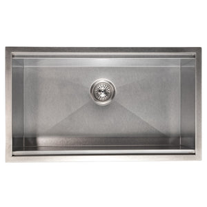 ZLINE 33 in. Garmisch Undermount Single Bowl Satin Stainless Steel Kitchen Sink with Bottom Grid and Accessories (SLS-33S)