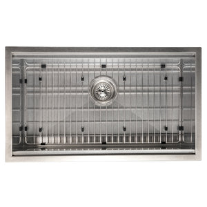 ZLINE 33 in. Garmisch Undermount Single Bowl Satin Stainless Steel Kitchen Sink with Bottom Grid and Accessories (SLS-33S)